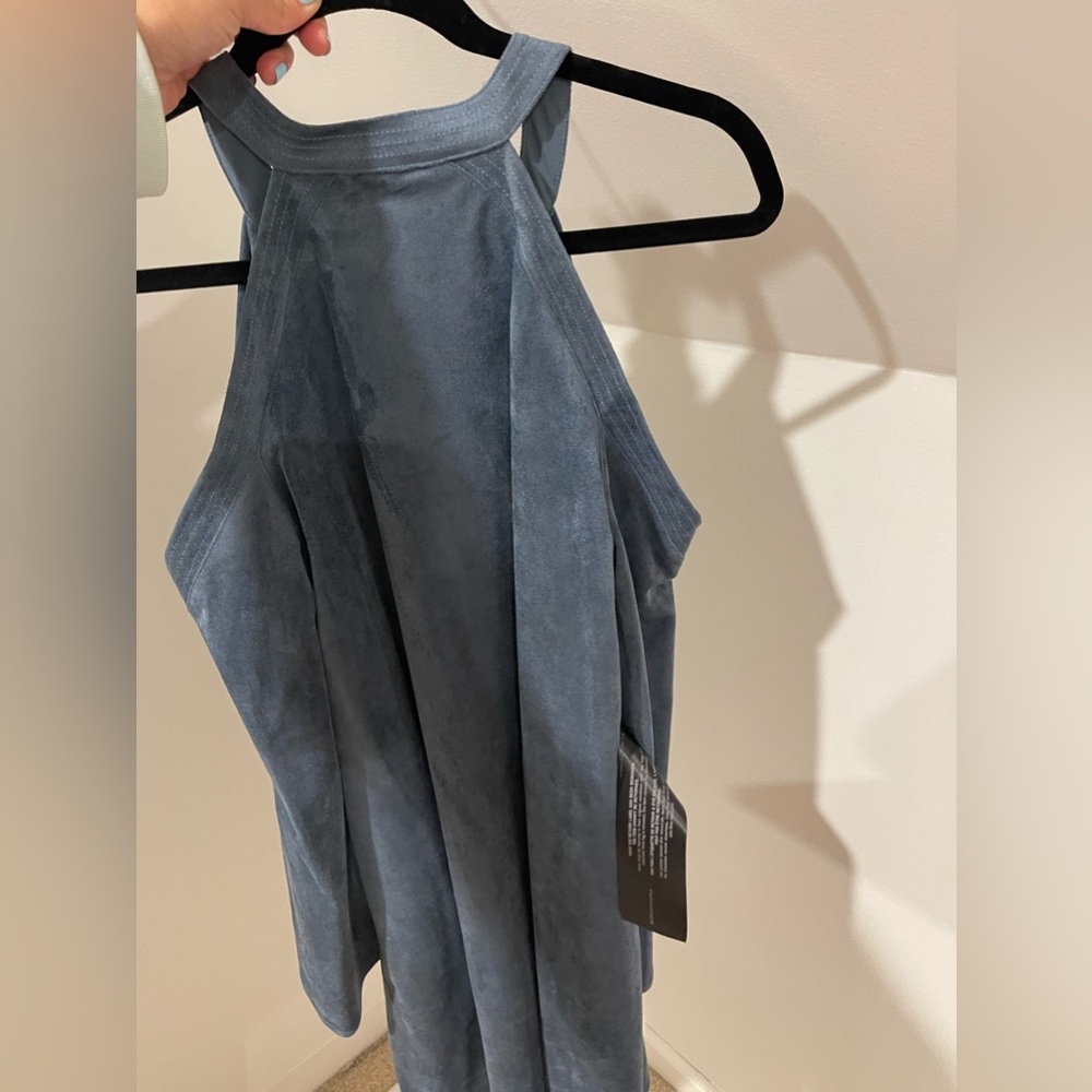 BCBG Suede blue dress. NWT.